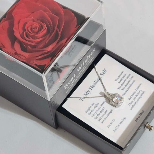Forever Flower Rose & Diamond Necklace – Healing Gift for Mom, Wife, Girlfriend - Image 3