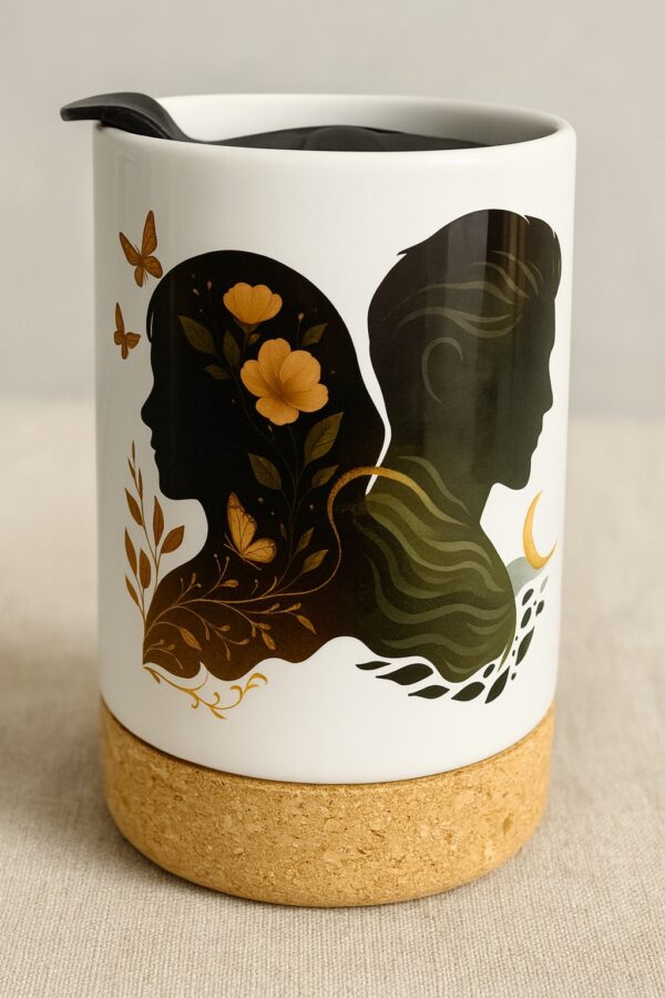 Healing Echoes Ceramic Mug with Cork Base