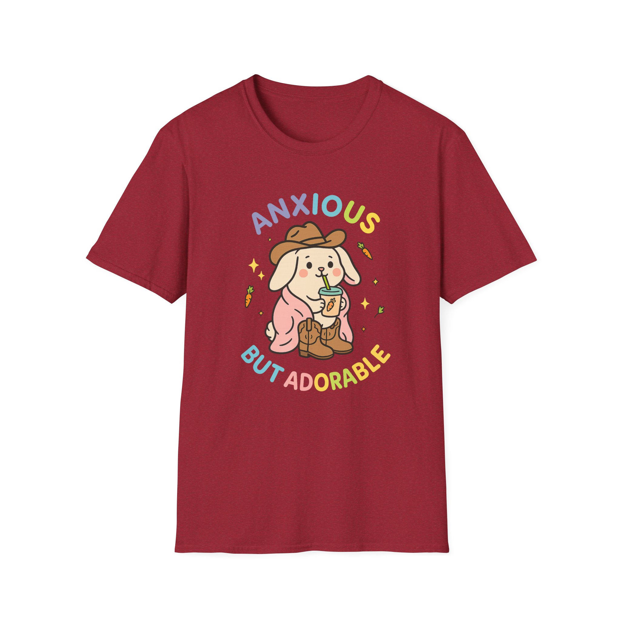 “Anxious But Adorable” T-Shirt – Funny Mental Health Unisex Softstyle Tee - Image 8