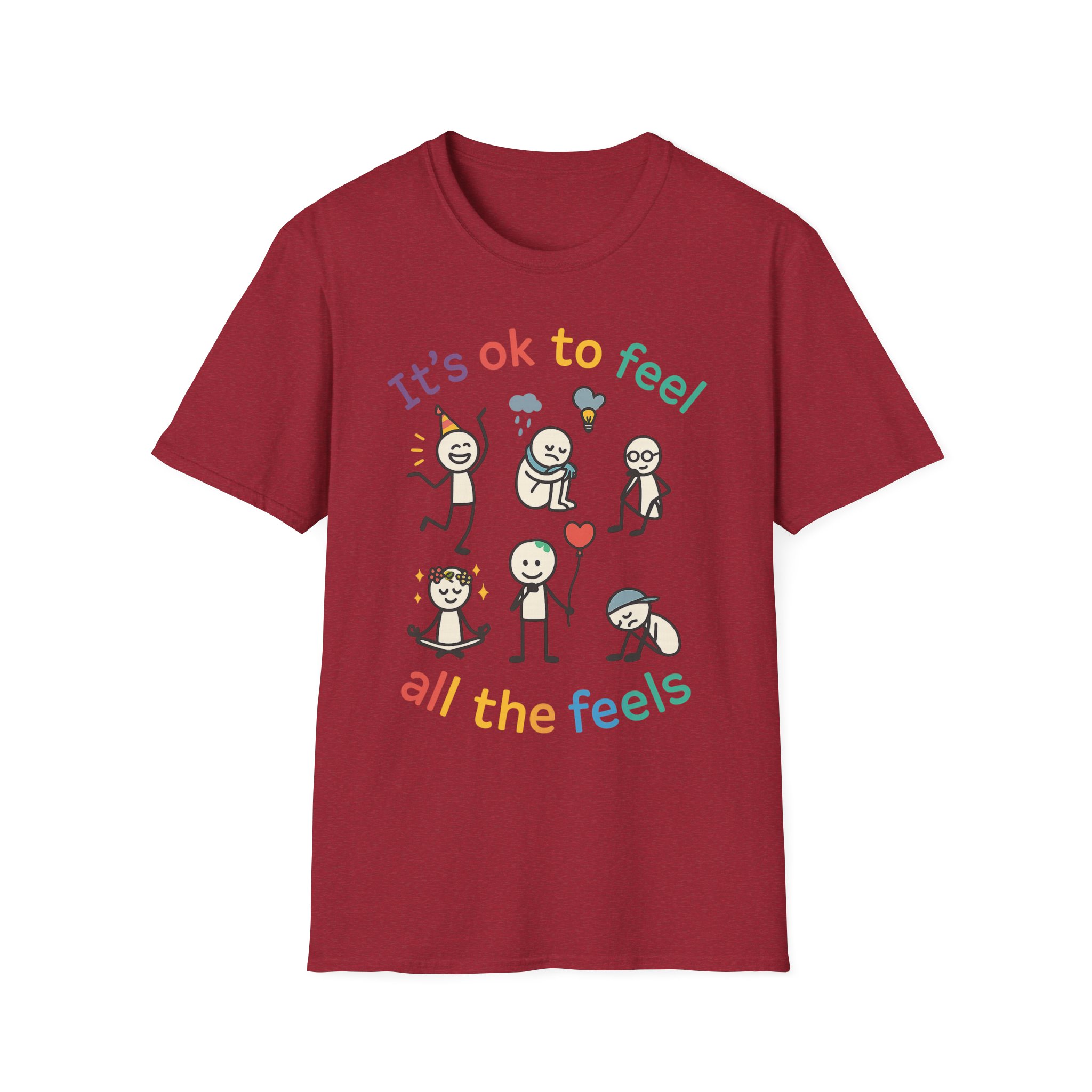 “It’s OK to Feel All the Feels” T-Shirt – Unisex Softstyle Tee for Emotional Awareness & Mental Health - Image 4