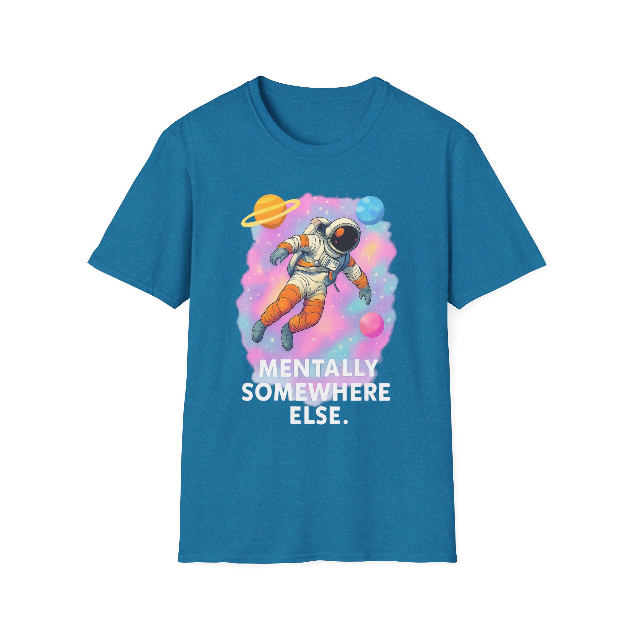 “Mentally Somewhere Else” Astronaut T-Shirt – Funny Unisex Softstyle Tee with Spacecore Aesthetic - Image 9