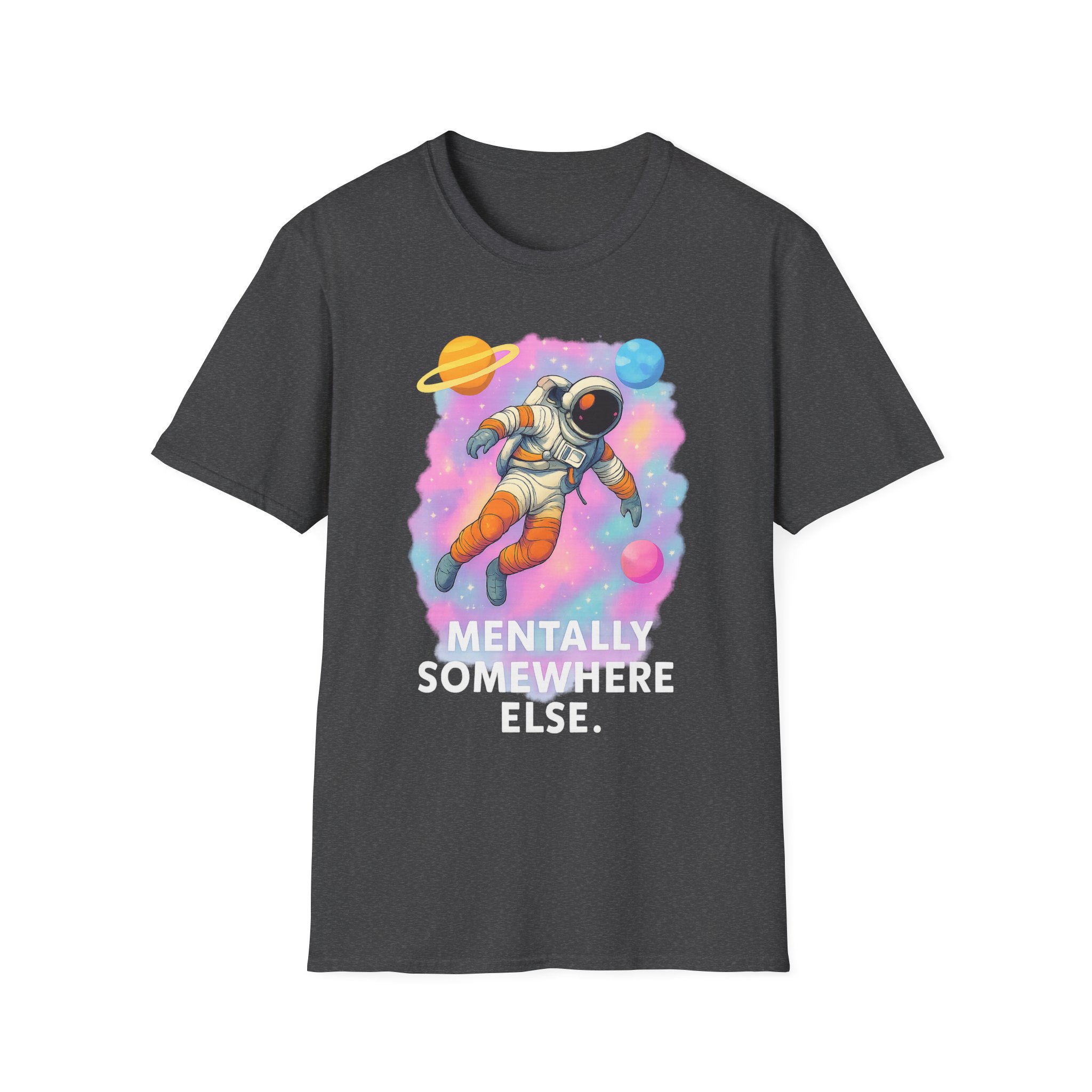 “Mentally Somewhere Else” Astronaut T-Shirt – Funny Unisex Softstyle Tee with Spacecore Aesthetic - Image 5