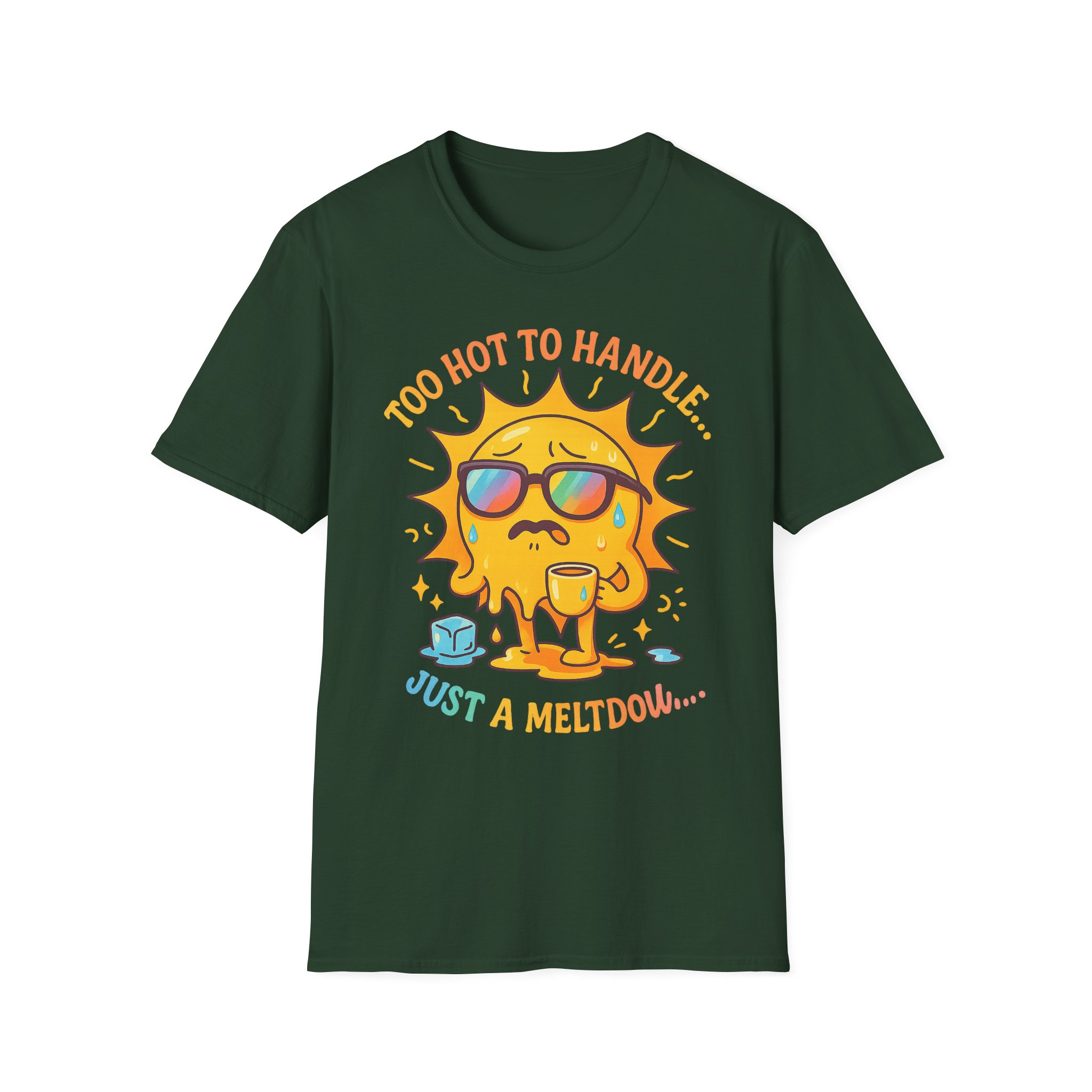 “Too Hot to Handle, Just a Meltdown” T-Shirt – Funny Summer Humor Unisex Softstyle Tee - Image 6