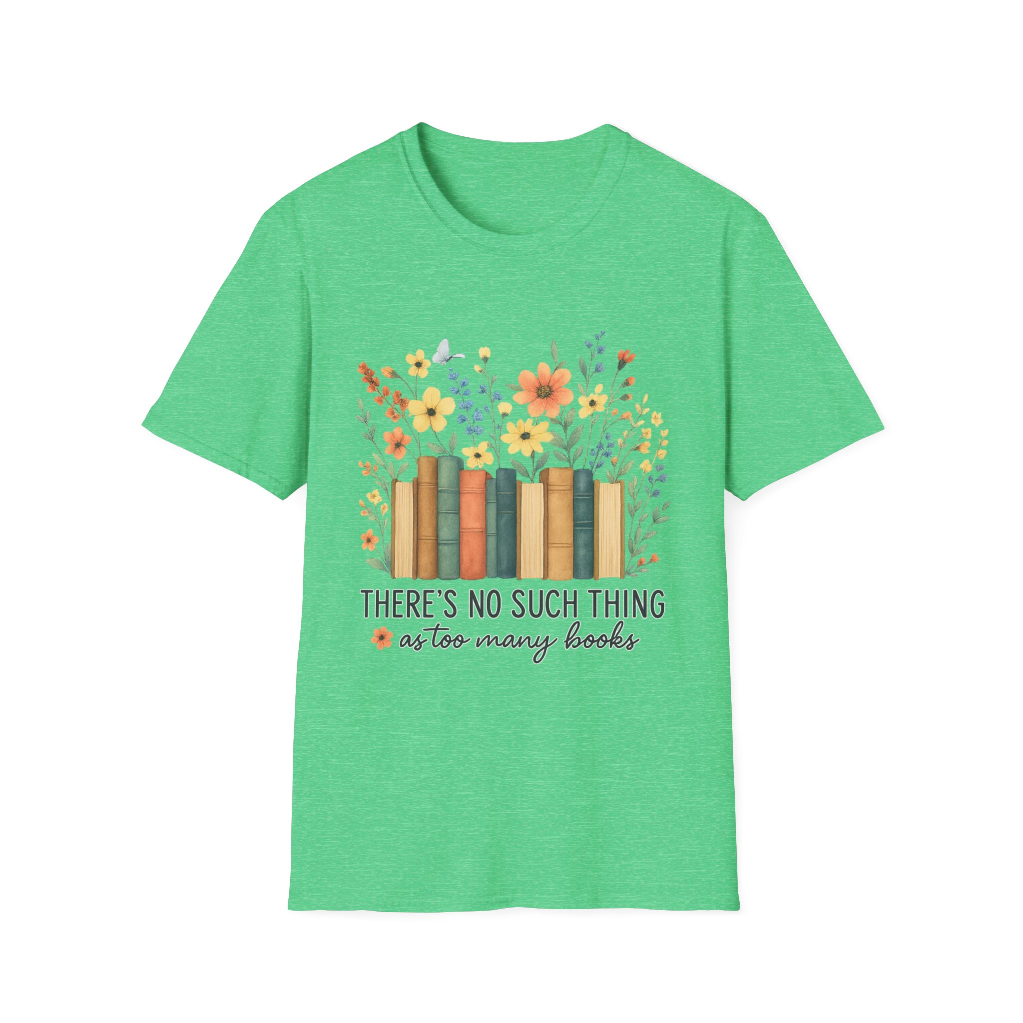 “No Such Thing as Too Many Books” T-Shirt – Floral Book Lover Unisex Softstyle Tee - Image 9