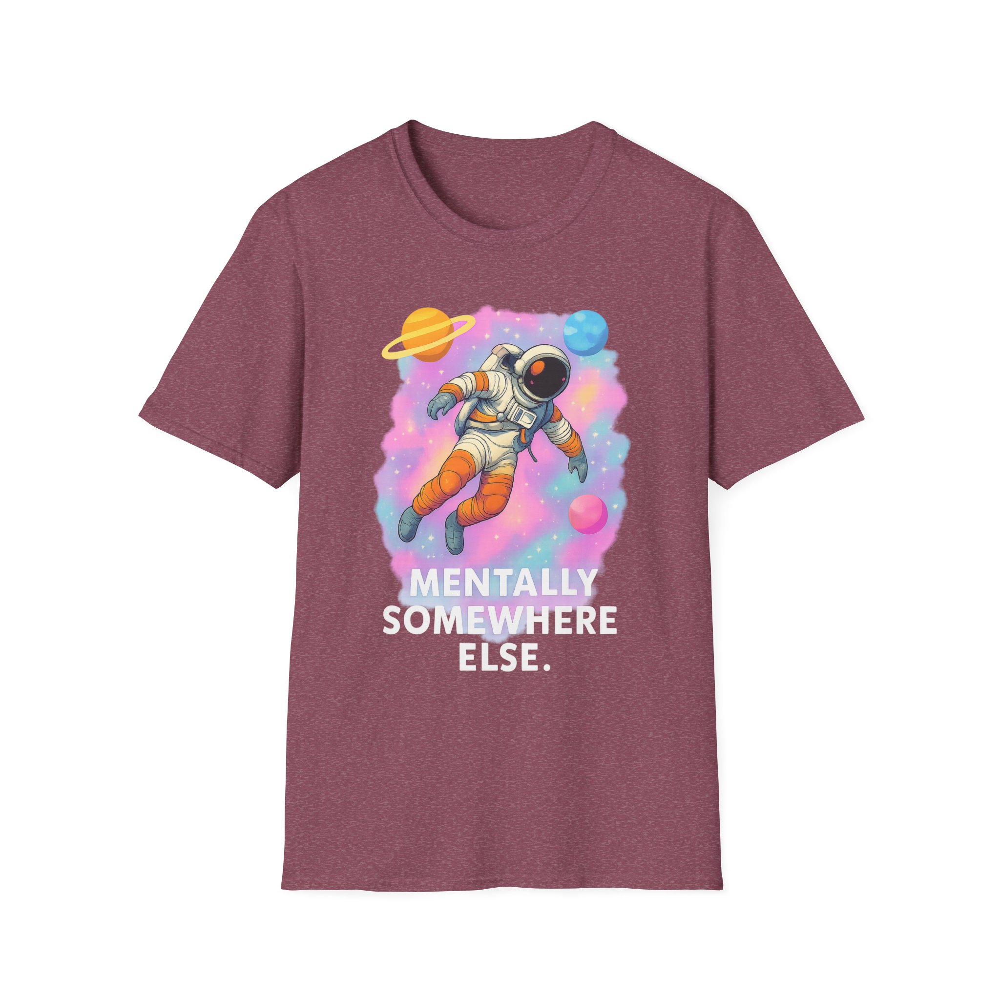 “Mentally Somewhere Else” Astronaut T-Shirt – Funny Unisex Softstyle Tee with Spacecore Aesthetic - Image 7