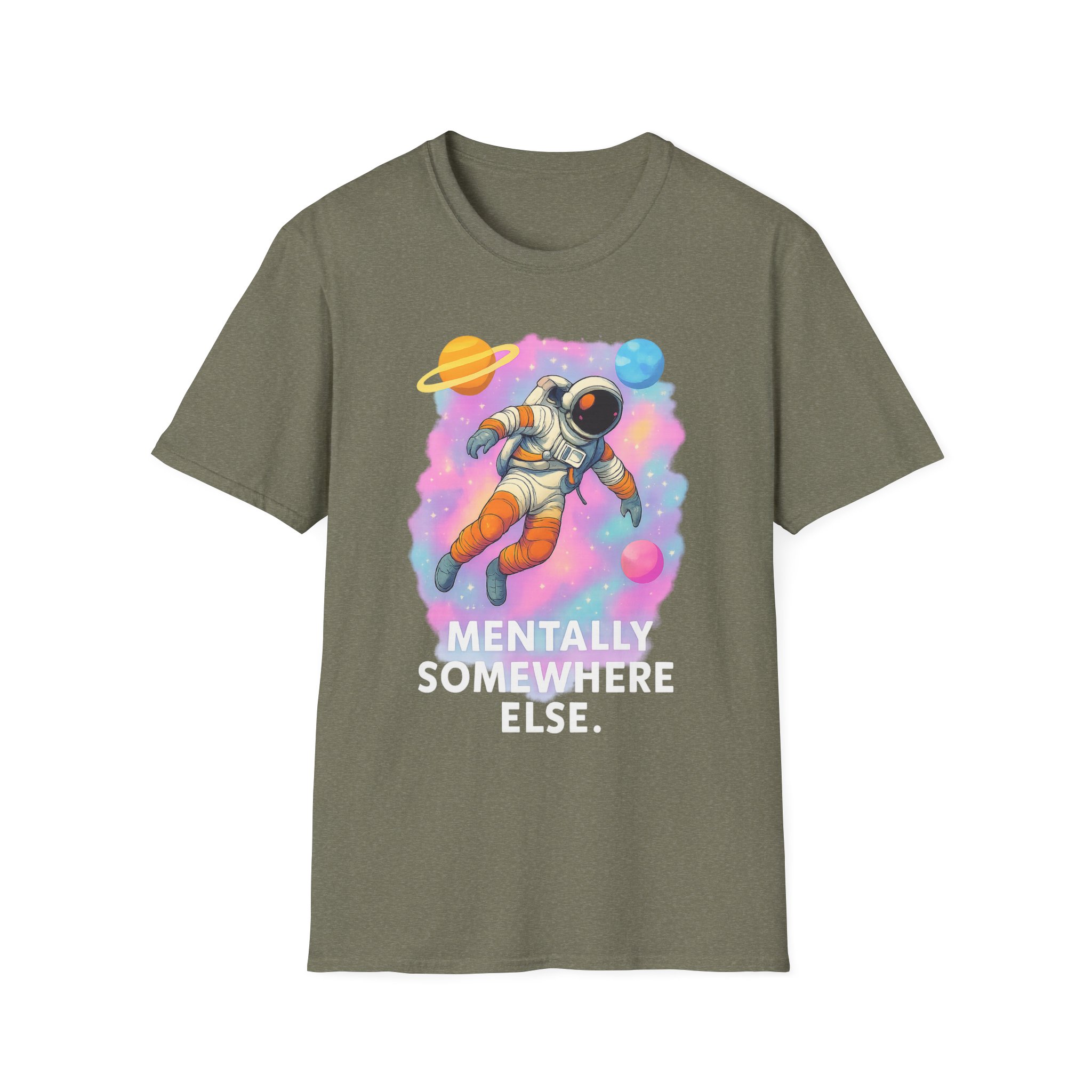 “Mentally Somewhere Else” Astronaut T-Shirt – Funny Unisex Softstyle Tee with Spacecore Aesthetic - Image 6