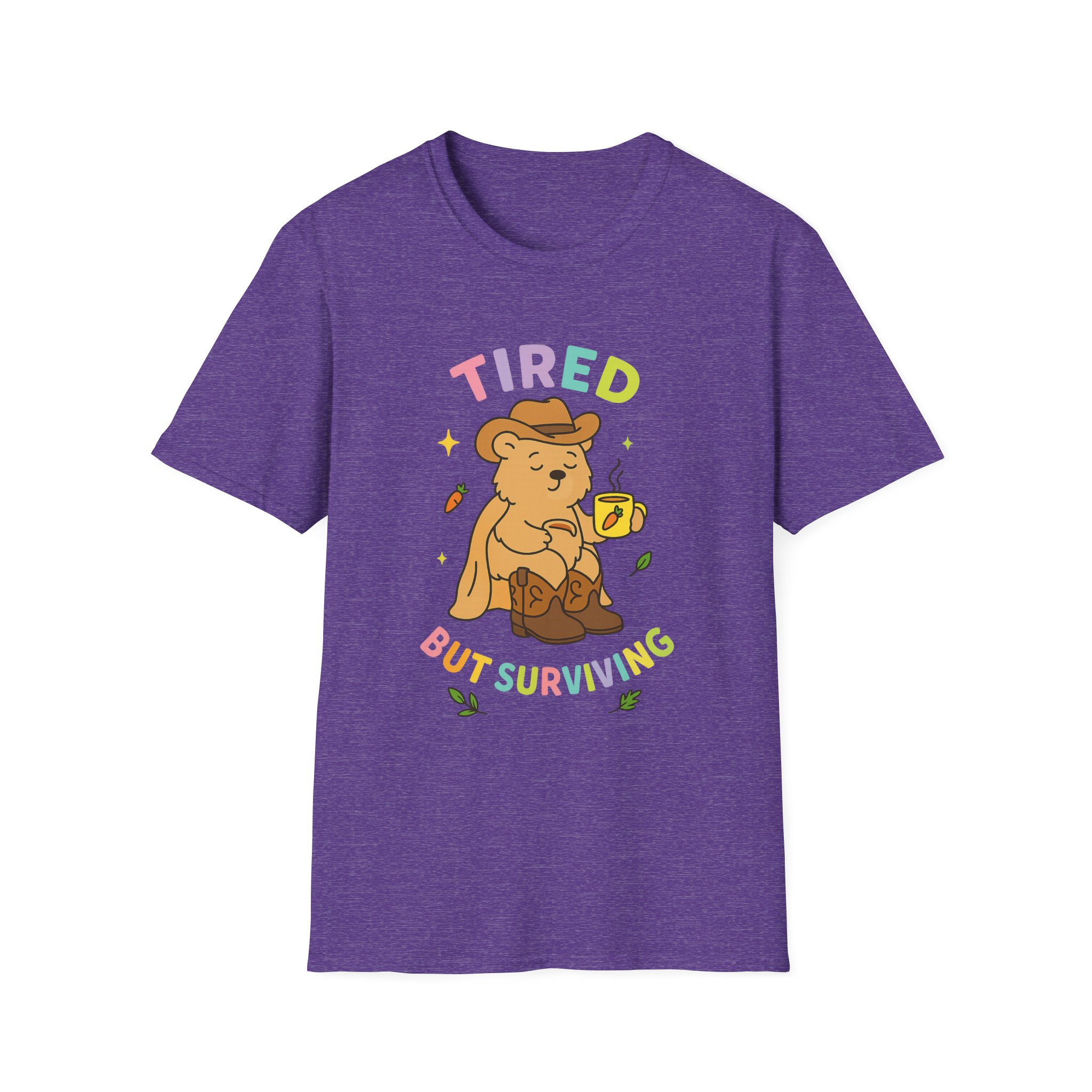 “Tired But Surviving” Bear T-Shirt – Funny Mental Health Unisex Softstyle Tee - Image 6