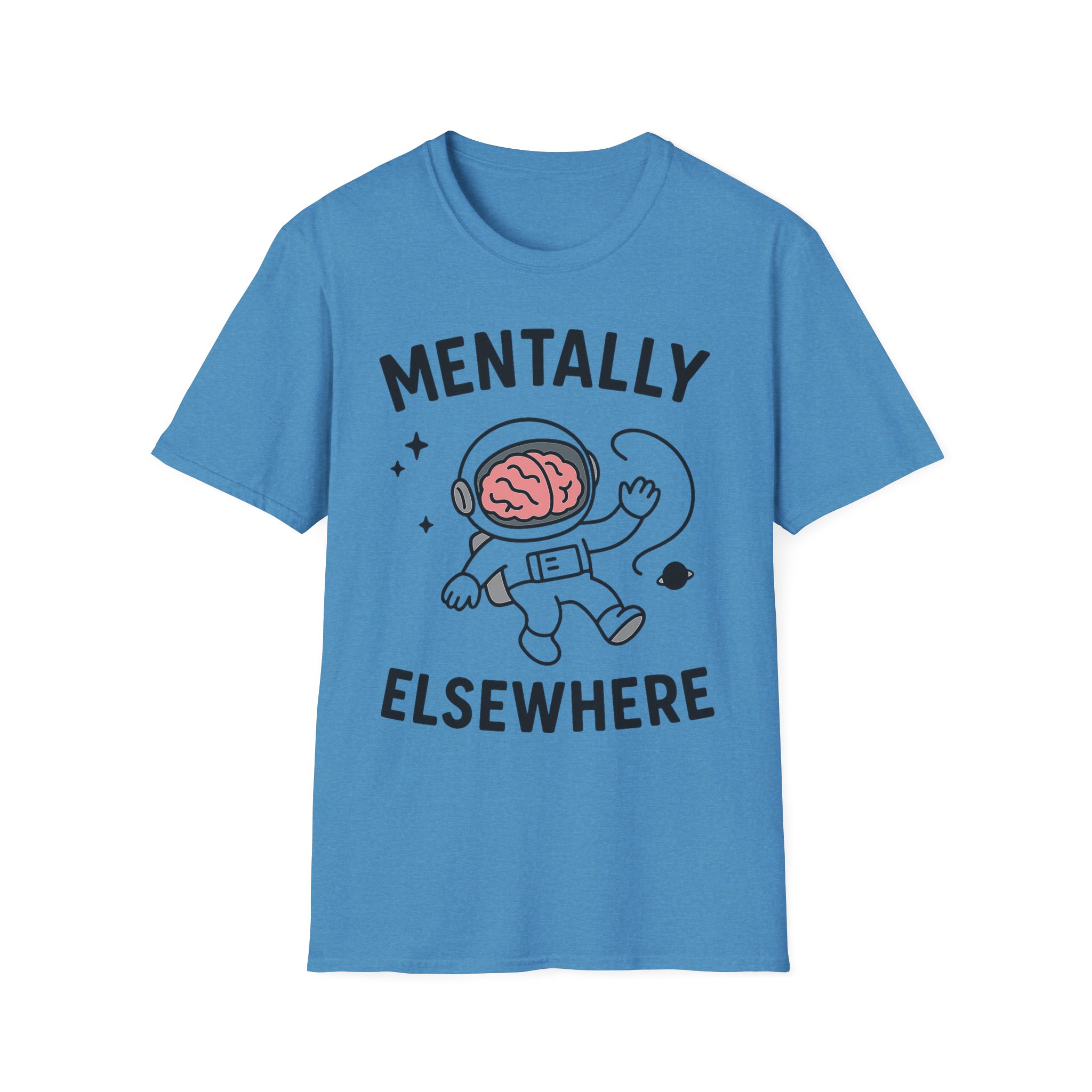 “Mentally Elsewhere” Astronaut T-Shirt – Funny Mental Health Unisex Softstyle Tee - Image 8