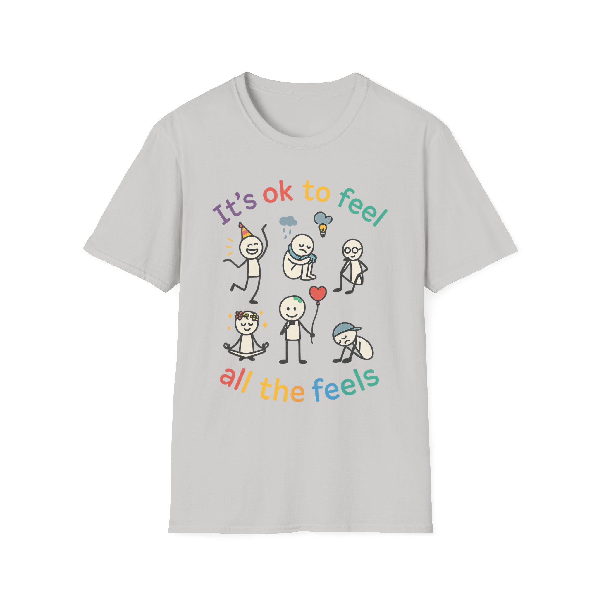 “It’s OK to Feel All the Feels” T-Shirt – Unisex Softstyle Tee for Emotional Awareness & Mental Health - Image 3