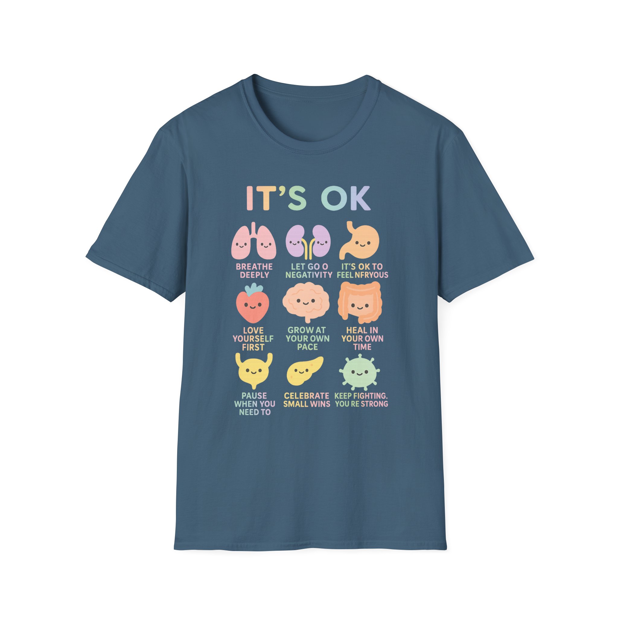 “It’s OK” Affirmations T-Shirt – Mental Health Awareness Unisex Softstyle Tee with Cute Organs Design - Image 10