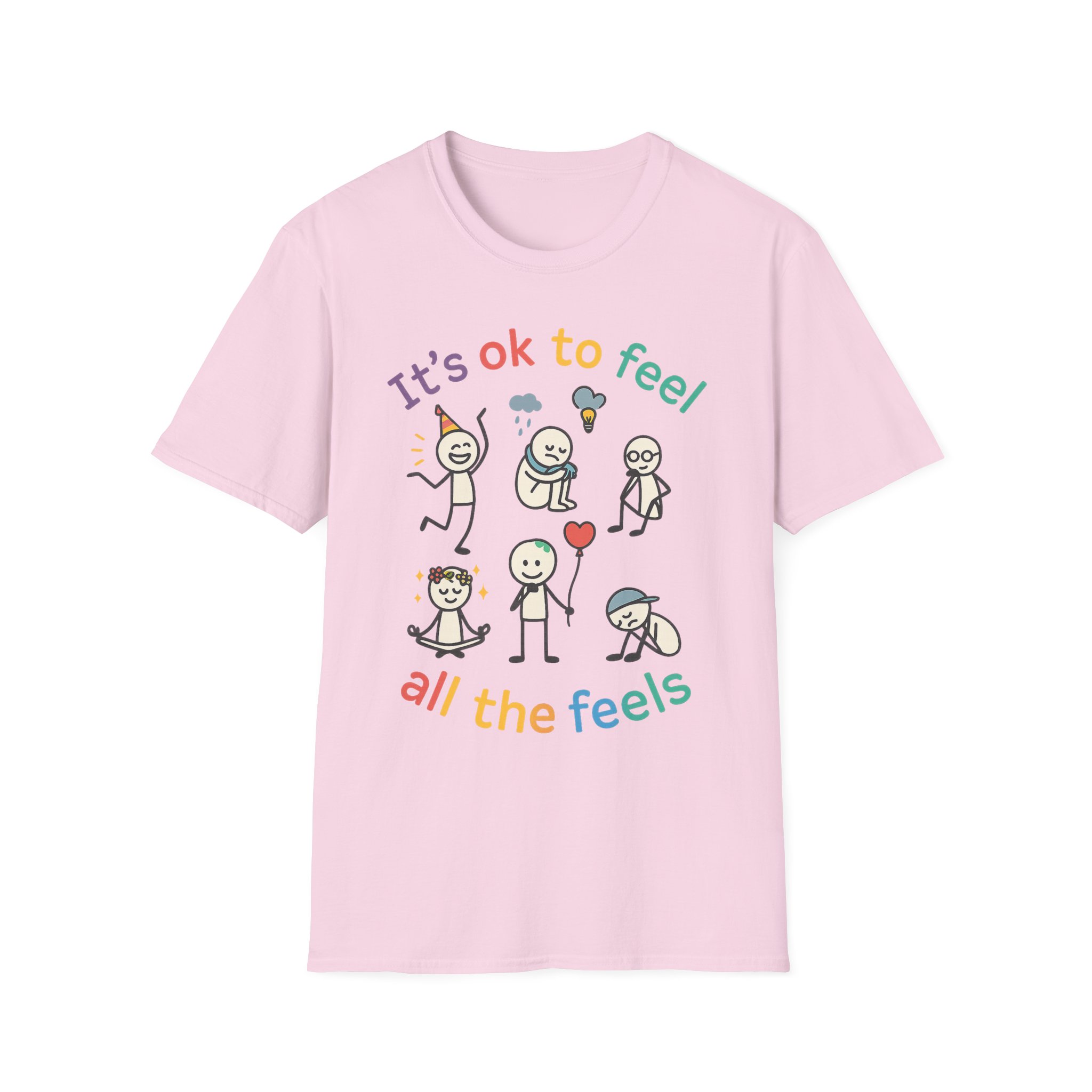 “It’s OK to Feel All the Feels” T-Shirt – Unisex Softstyle Tee for Emotional Awareness & Mental Health