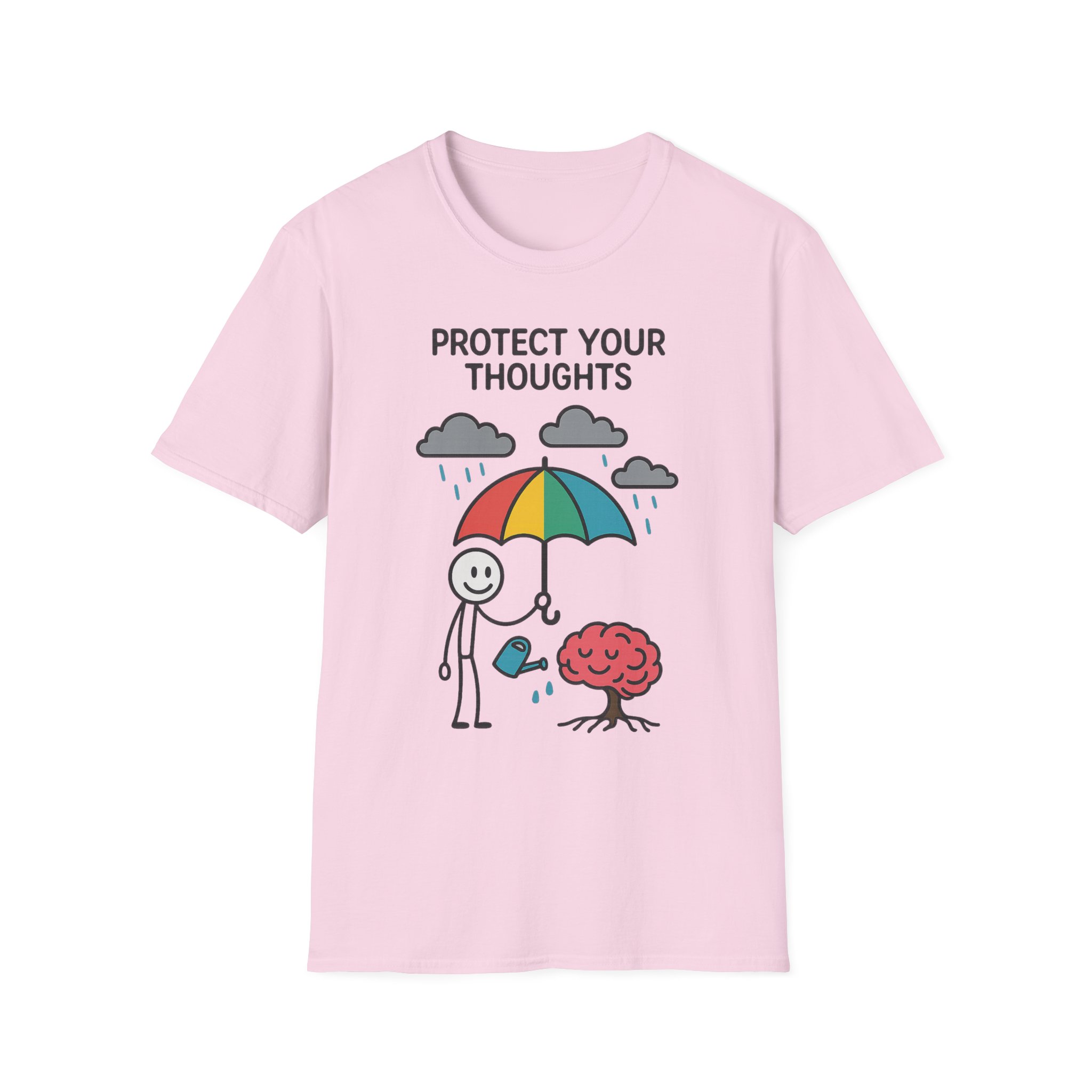 “Protect Your Thoughts” T-Shirt – Mindful Unisex Softstyle Tee for Mental Health & Positivity - Image 8