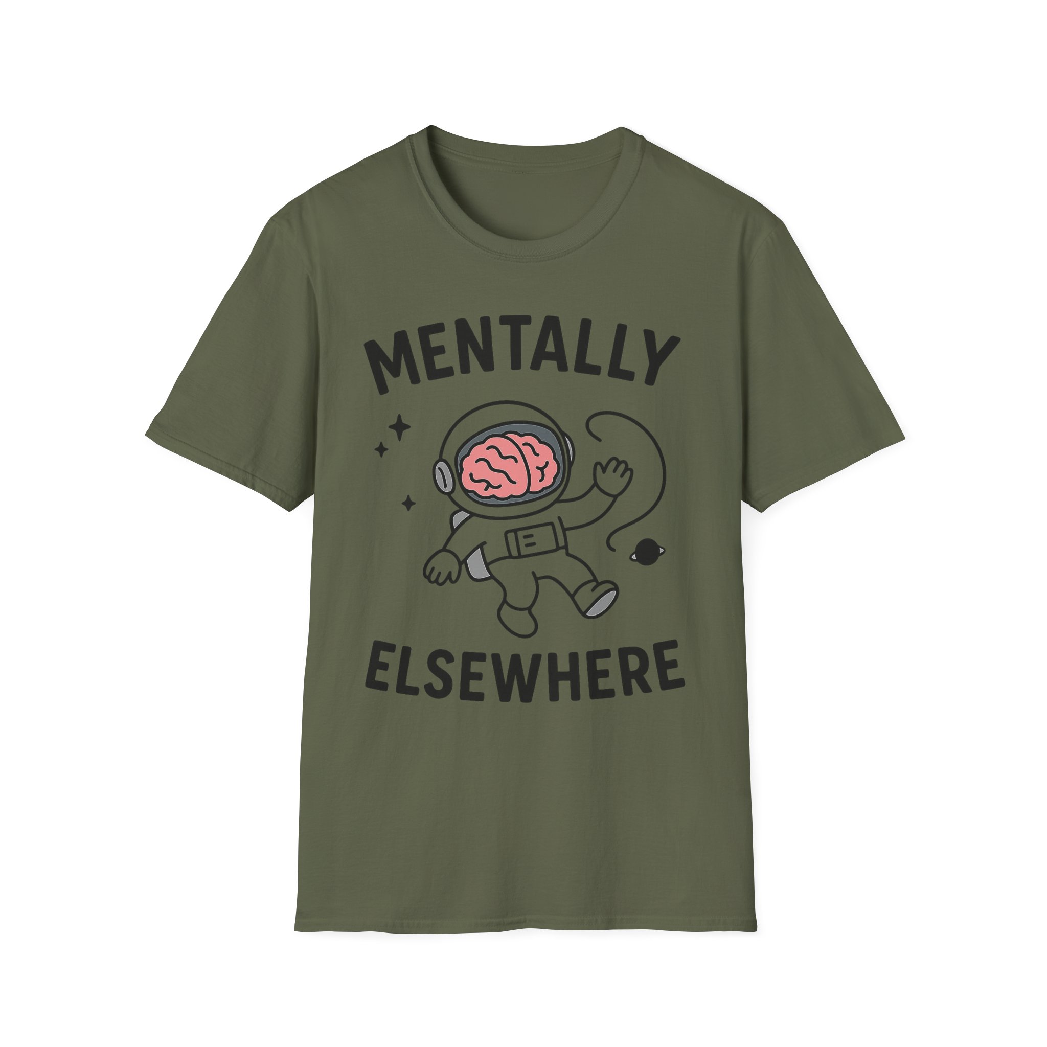 “Mentally Elsewhere” Astronaut T-Shirt – Funny Mental Health Unisex Softstyle Tee - Image 6