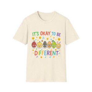 “It’s Okay to Be Different” T-Shirt – Colorful Unisex Softstyle Tee, Inclusion & Positivity Design