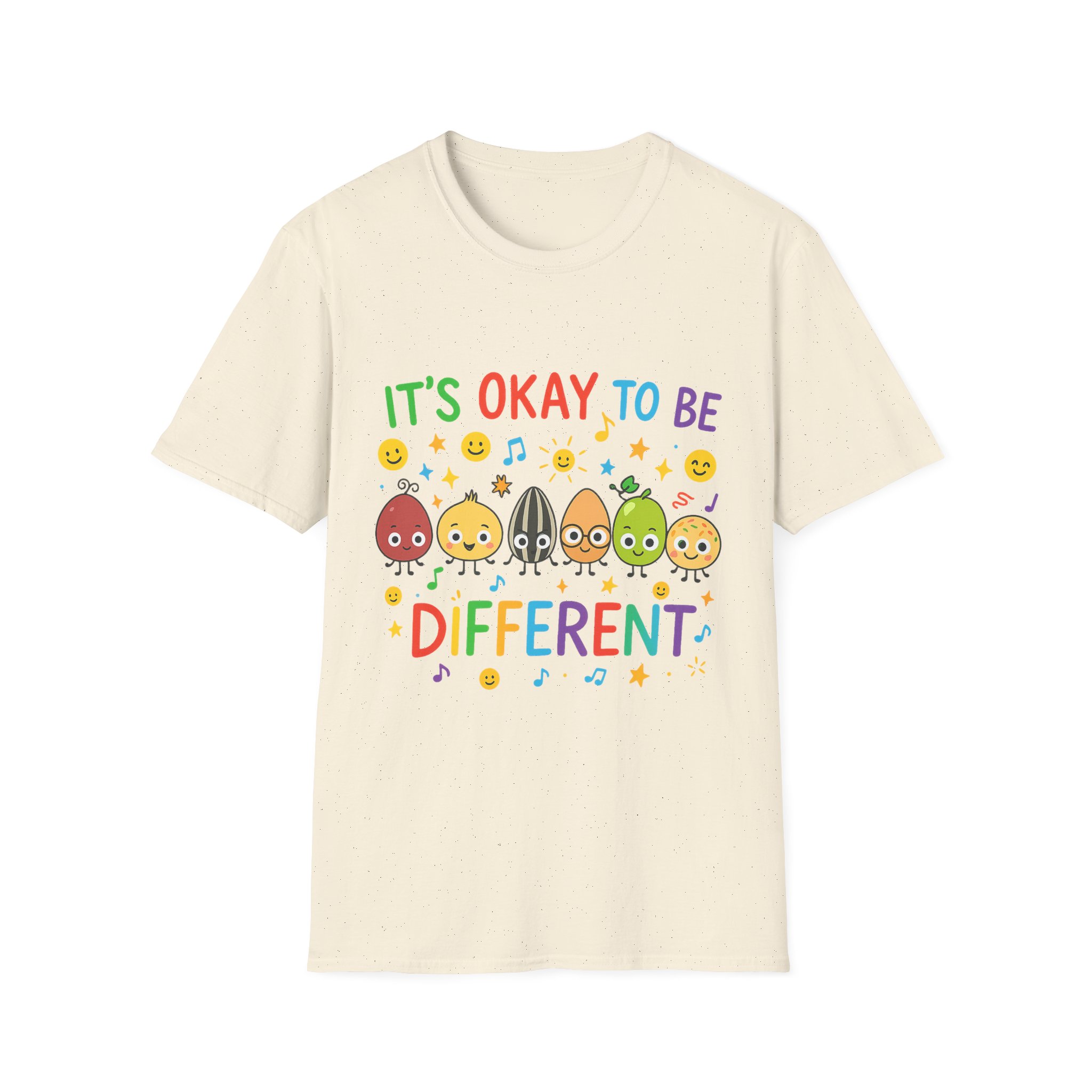 “It’s Okay to Be Different” T-Shirt – Colorful Unisex Softstyle Tee, Inclusion & Positivity Design