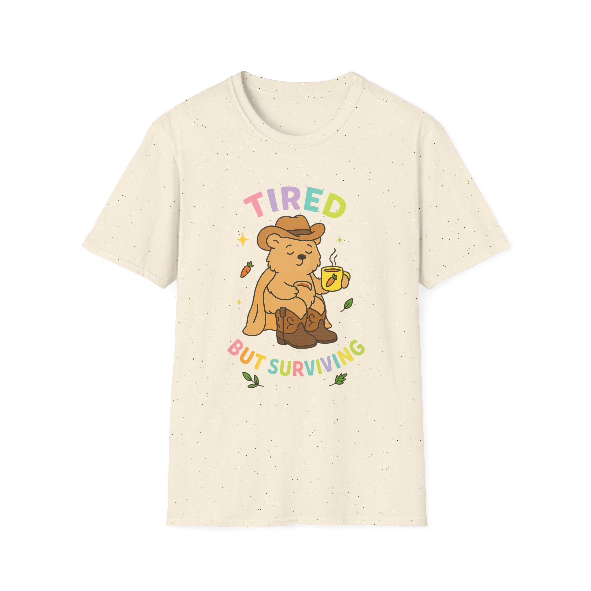 “Tired But Surviving” Bear T-Shirt – Funny Mental Health Unisex Softstyle Tee - Image 5