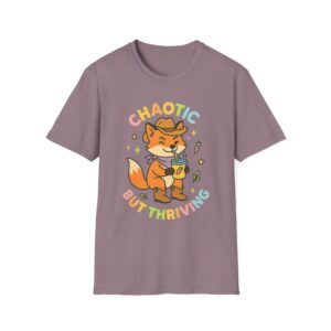 “Chaotic But Thriving” Cowboy Fox Tee – Funny Unisex Softstyle T-Shirt, Lightweight Comfort