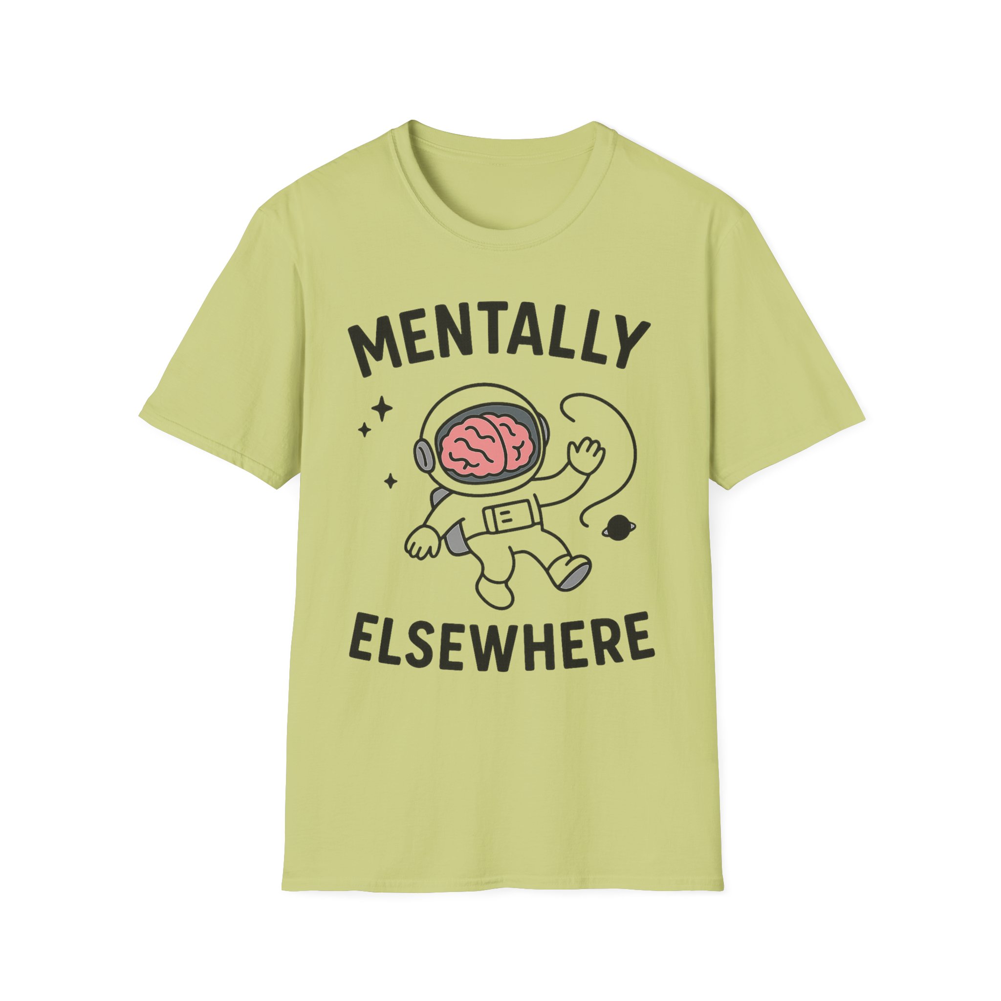 “Mentally Elsewhere” Astronaut T-Shirt – Funny Mental Health Unisex Softstyle Tee - Image 4