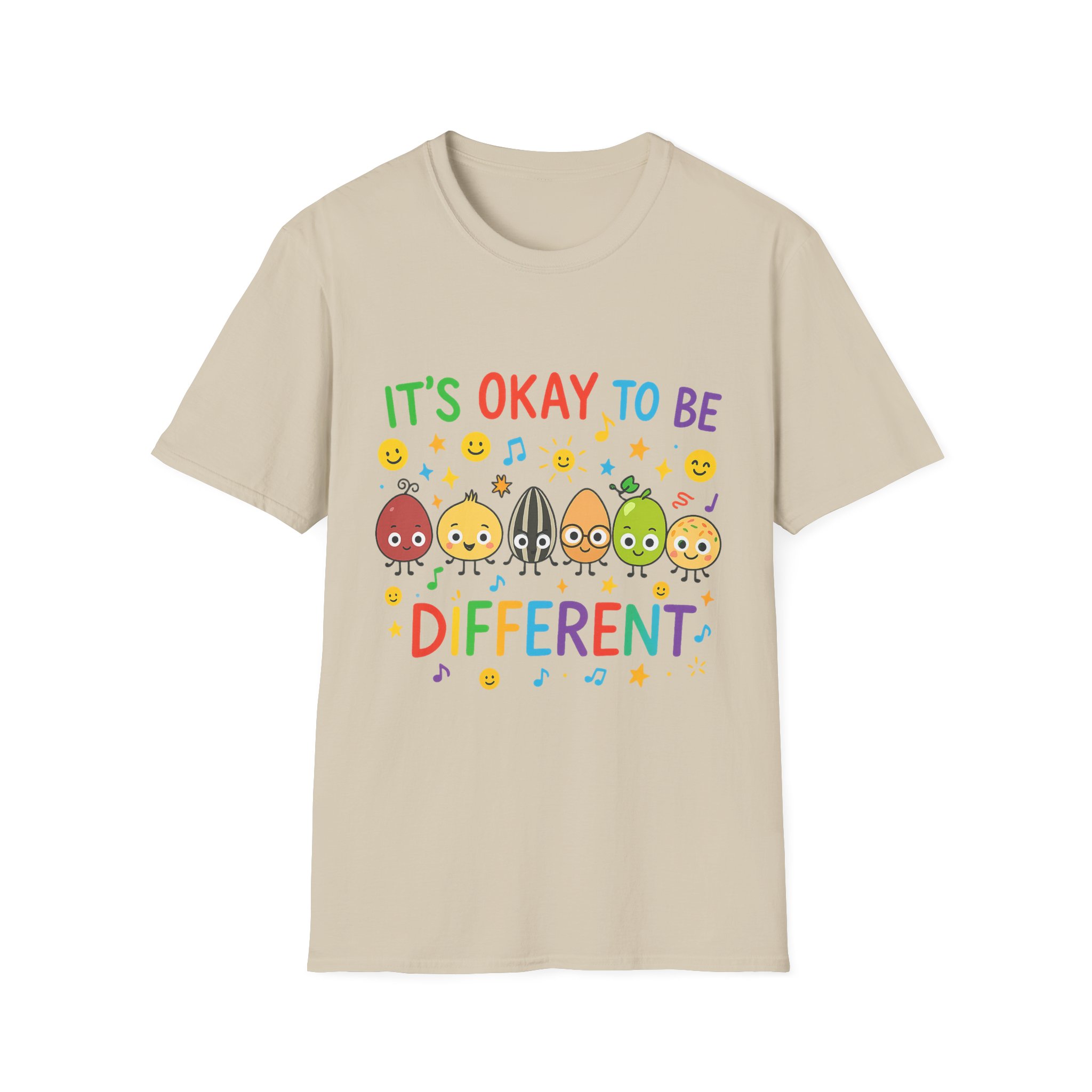 “It’s Okay to Be Different” T-Shirt – Colorful Unisex Softstyle Tee, Inclusion & Positivity Design - Image 3