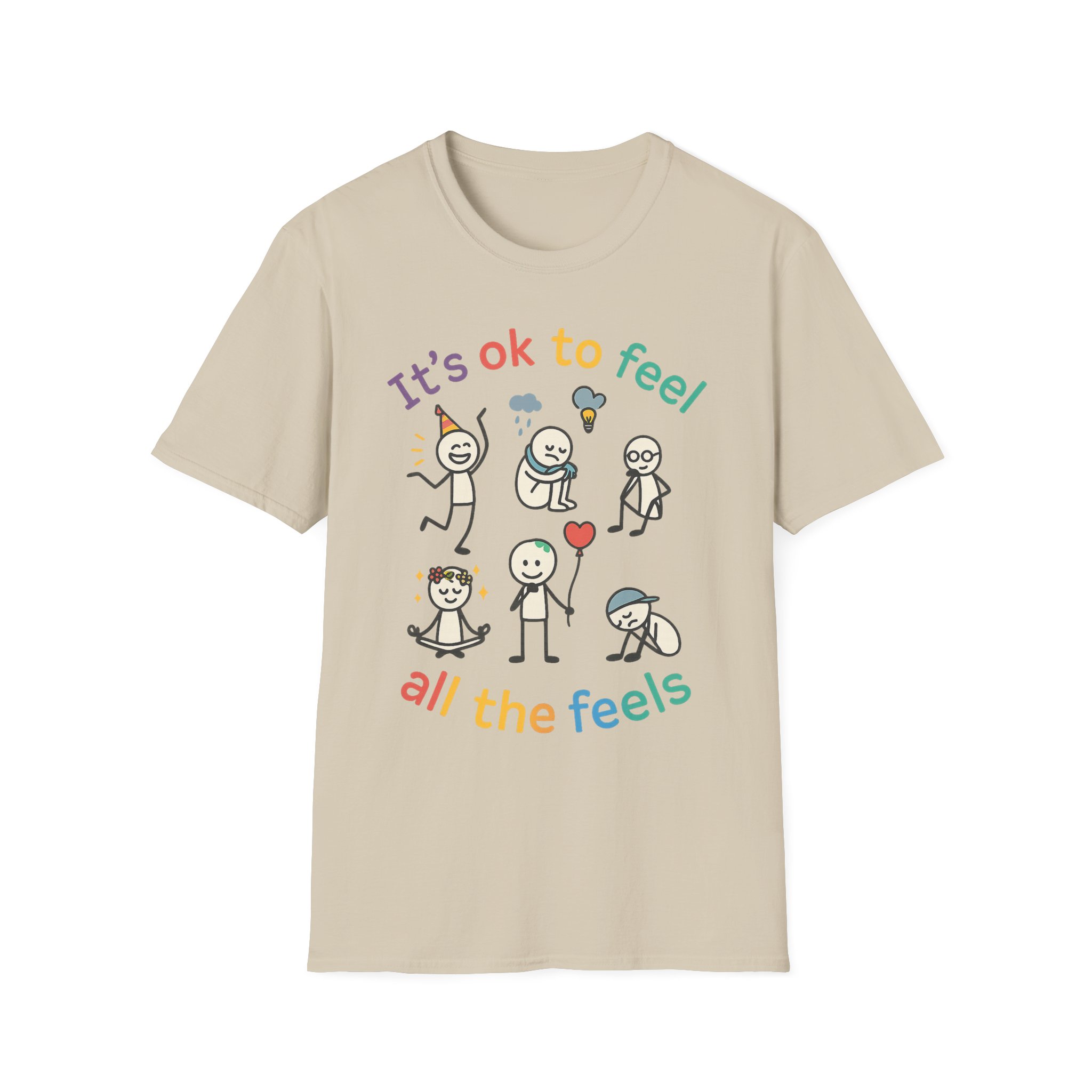 “It’s OK to Feel All the Feels” T-Shirt – Unisex Softstyle Tee for Emotional Awareness & Mental Health - Image 6