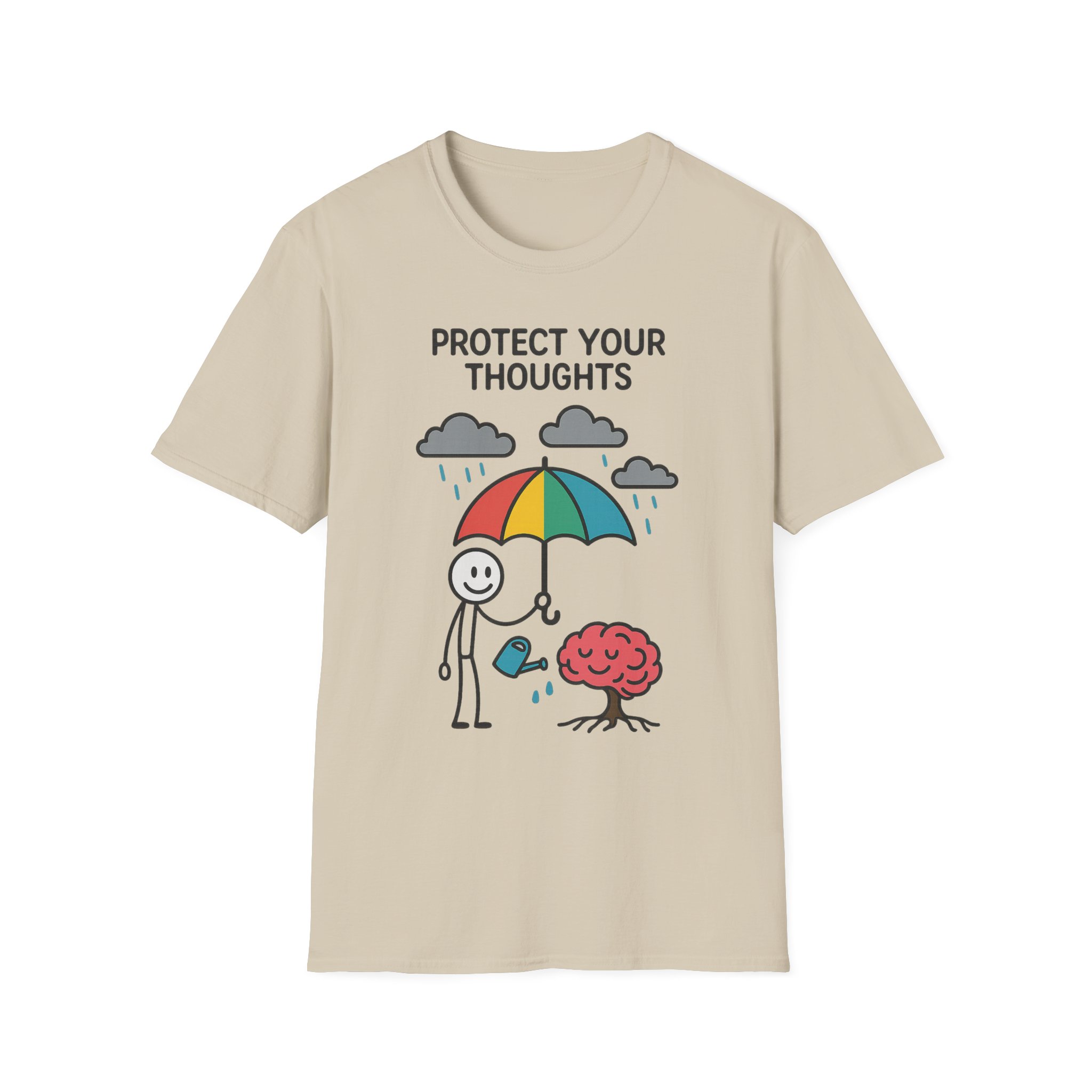 “Protect Your Thoughts” T-Shirt – Mindful Unisex Softstyle Tee for Mental Health & Positivity - Image 3