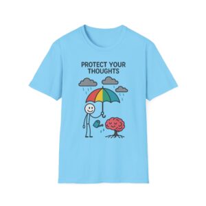 “Protect Your Thoughts” T-Shirt – Mindful Unisex Softstyle Tee for Mental Health & Positivity