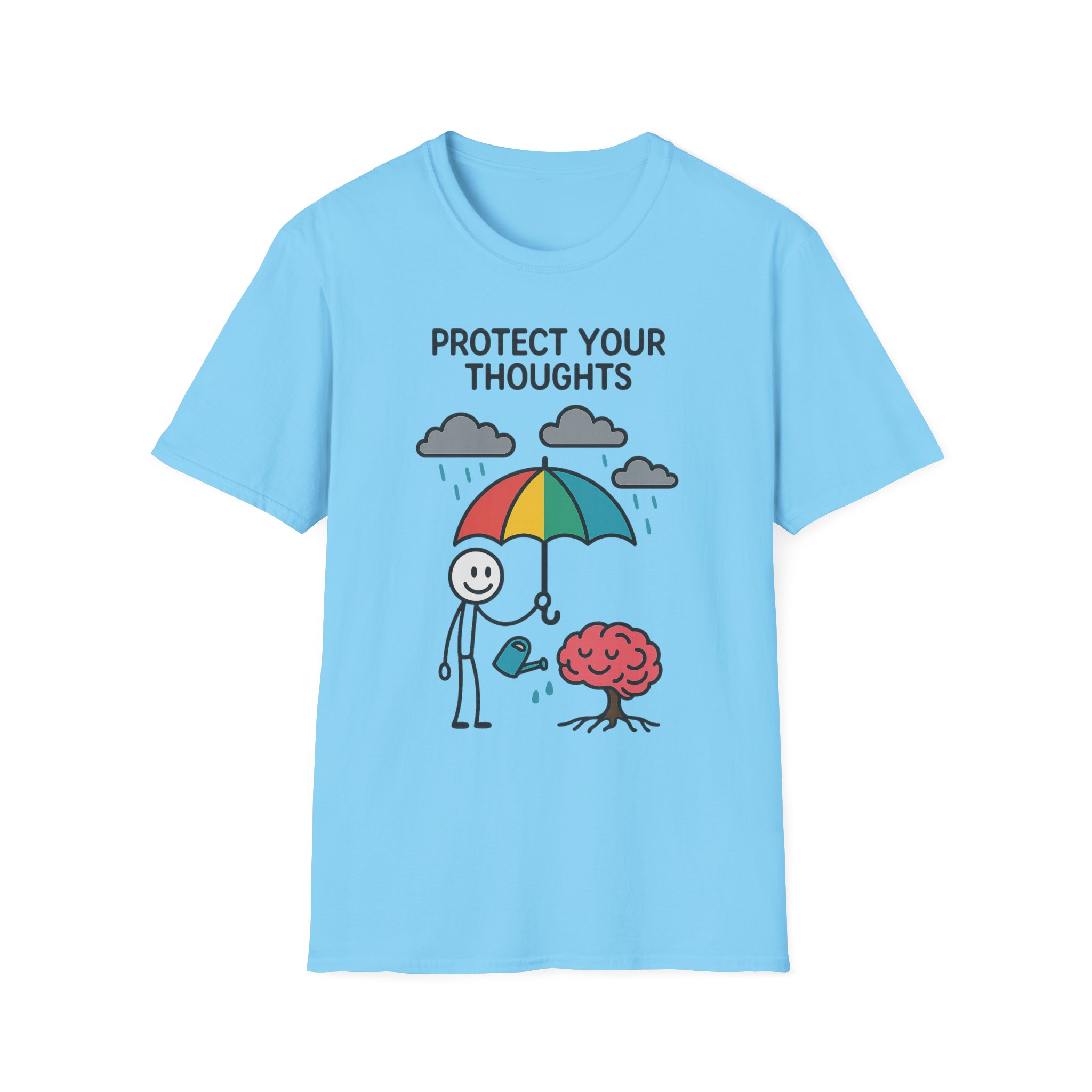 “Protect Your Thoughts” T-Shirt – Mindful Unisex Softstyle Tee for Mental Health & Positivity