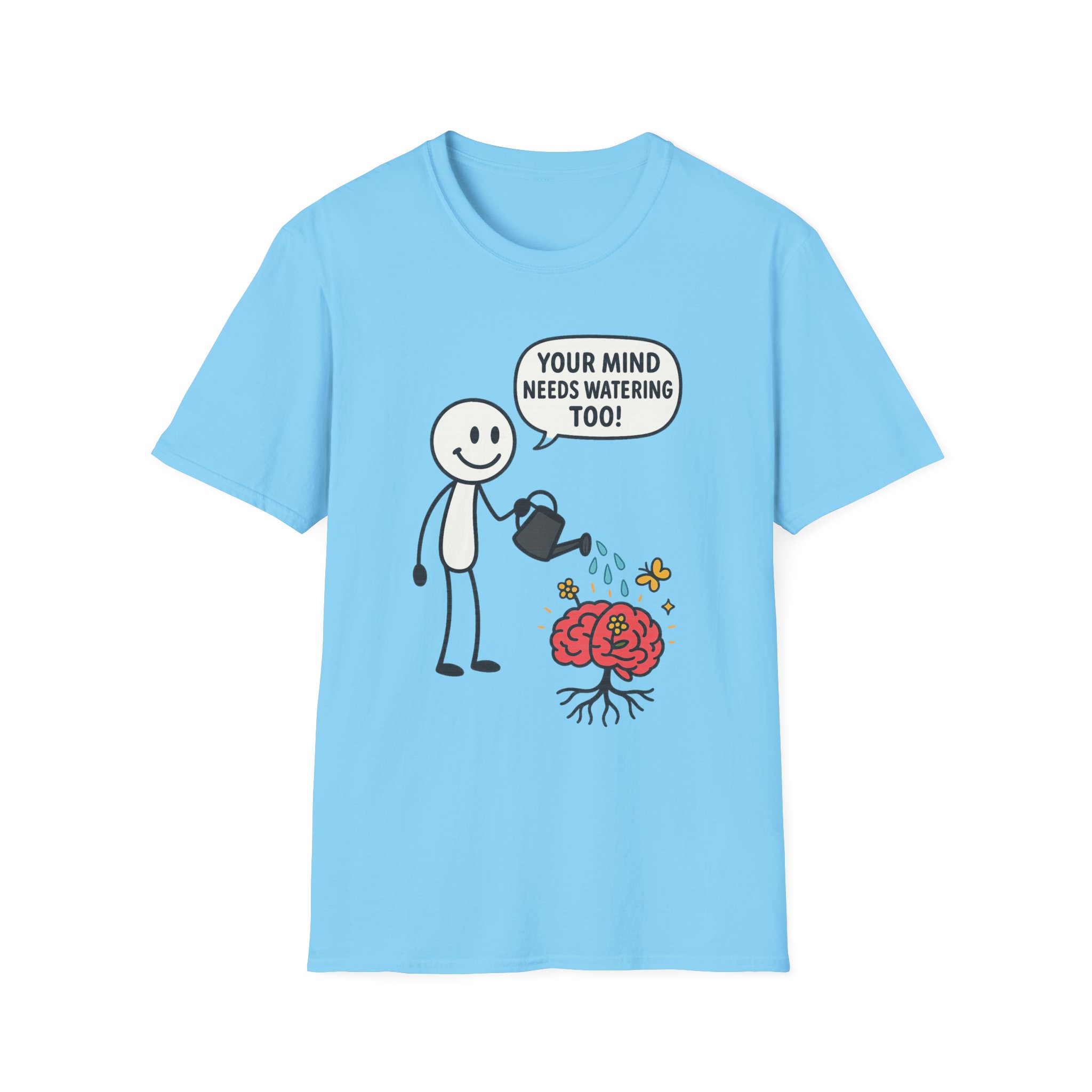 “Your Mind Needs Watering Too” T-Shirt – Mental Health Awareness Unisex Softstyle Tee - Image 3