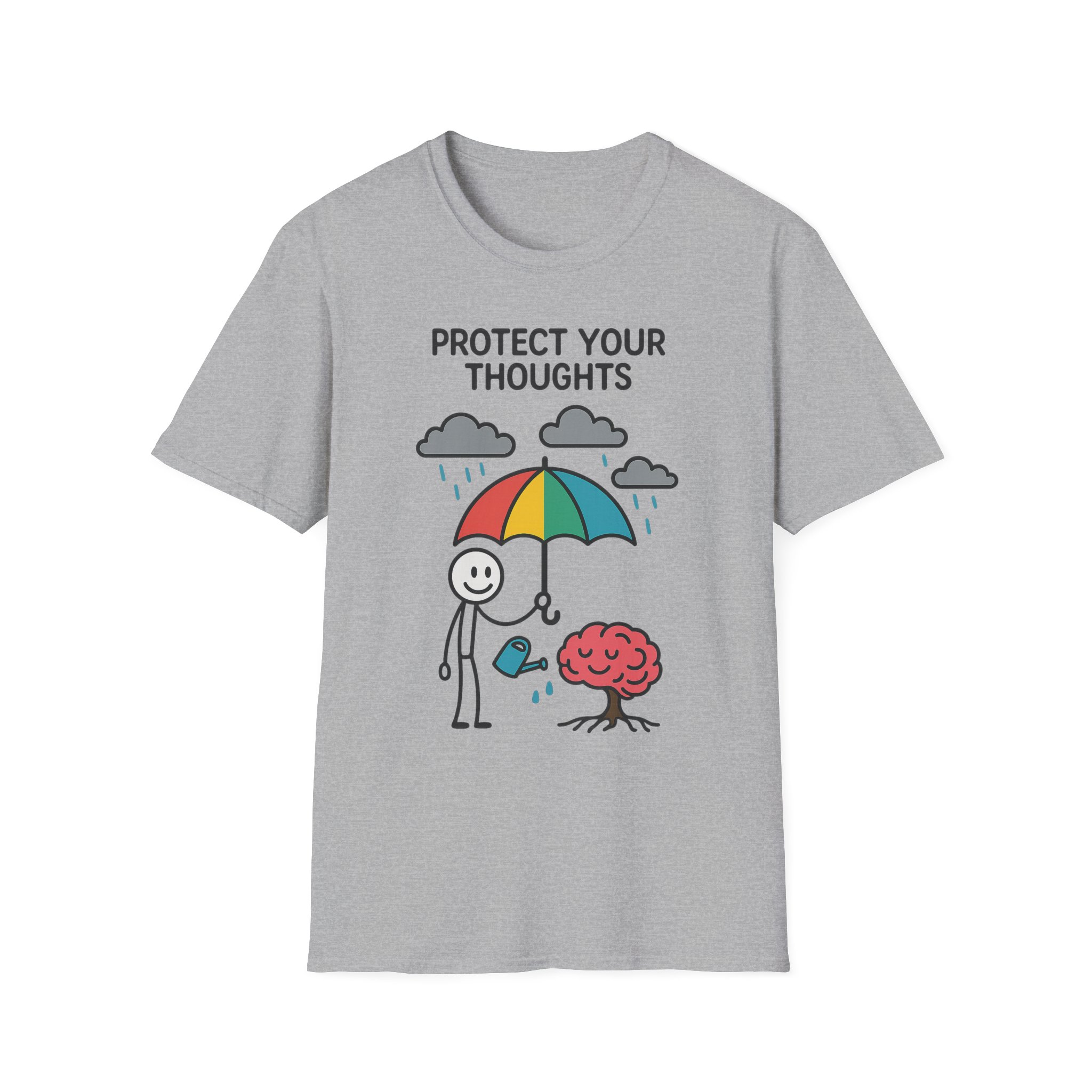 “Protect Your Thoughts” T-Shirt – Mindful Unisex Softstyle Tee for Mental Health & Positivity - Image 2
