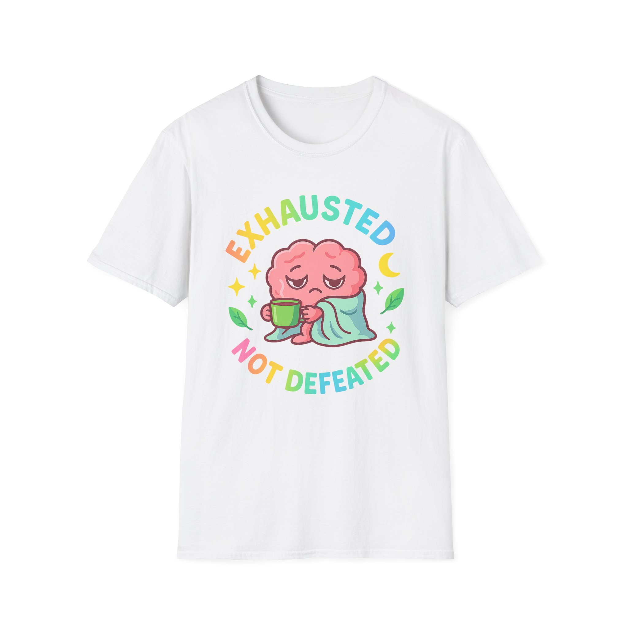 “Exhausted Not Defeated” T-Shirt – Mental Health Awareness Unisex Softstyle Tee - Image 2
