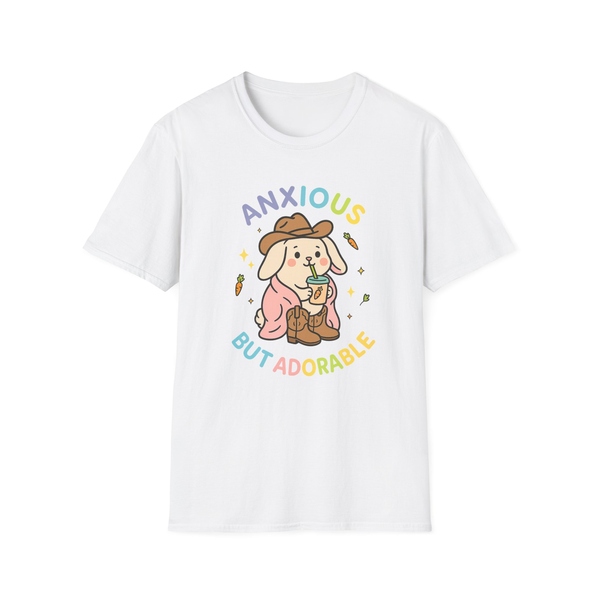 “Anxious But Adorable” T-Shirt – Funny Mental Health Unisex Softstyle Tee - Image 2