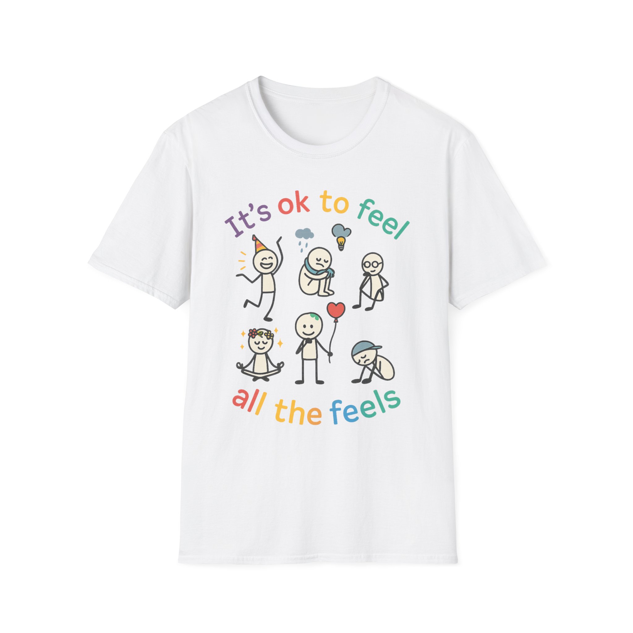 “It’s OK to Feel All the Feels” T-Shirt – Unisex Softstyle Tee for Emotional Awareness & Mental Health - Image 10