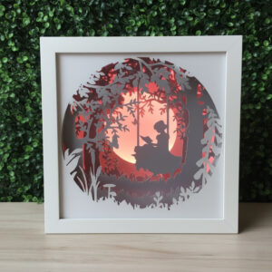 Girl Reading on Swing Shadow Box | Fairy Tale Book Lover Lighted Décor