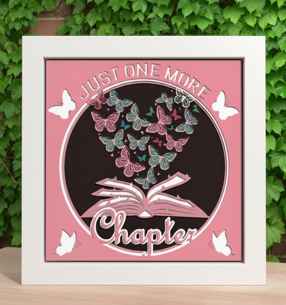Just One More Chapter Shadow Box: Book Lover Reading Decor