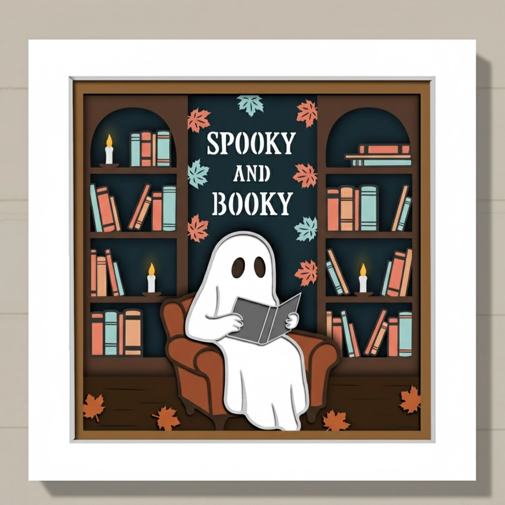 Spooky and Booky Shadow Box | Halloween Book Lover Wall Art