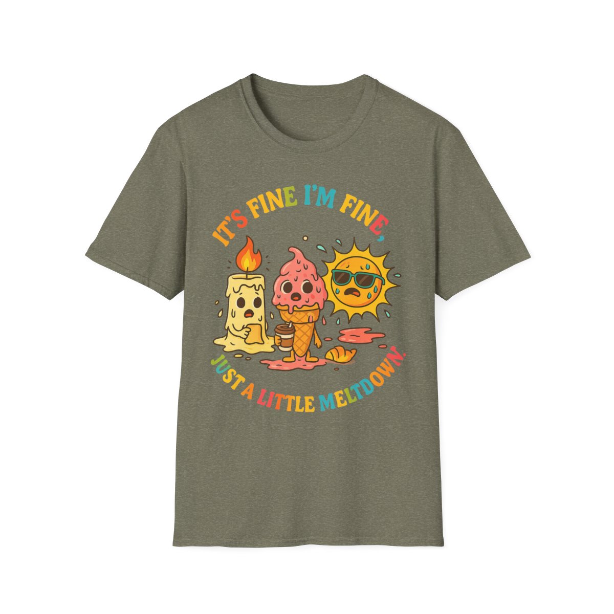 “It’s Fine, I’m Fine” Meltdown Tee – Funny Unisex Softstyle T-Shirt, Mental Health Humor - Image 7