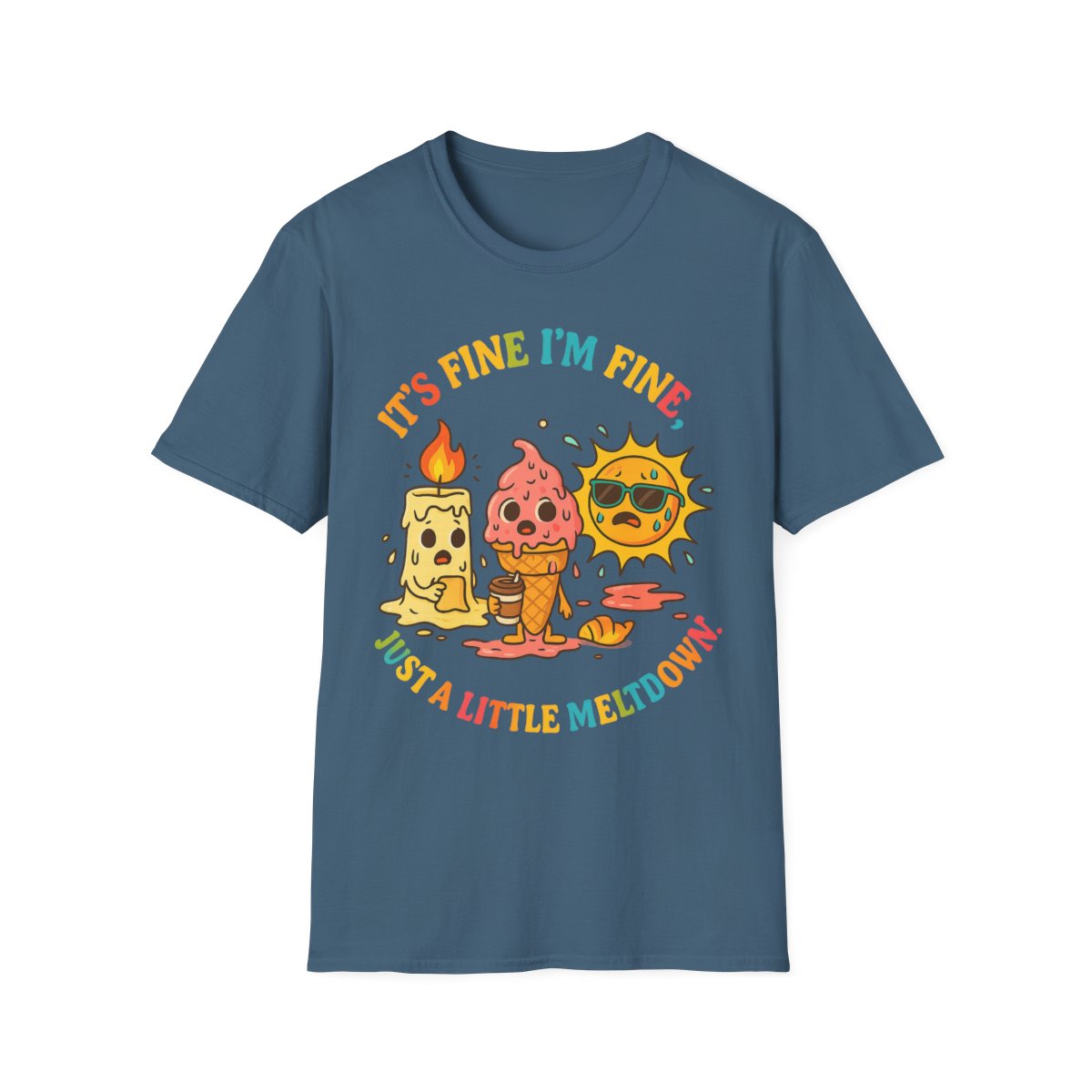 “It’s Fine, I’m Fine” Meltdown Tee – Funny Unisex Softstyle T-Shirt, Mental Health Humor - Image 8