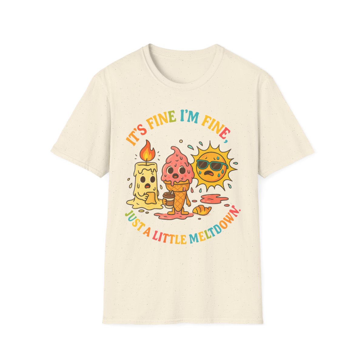 “It’s Fine, I’m Fine” Meltdown Tee – Funny Unisex Softstyle T-Shirt, Mental Health Humor - Image 10