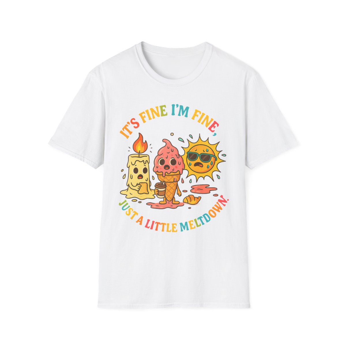 “It’s Fine, I’m Fine” Meltdown Tee – Funny Unisex Softstyle T-Shirt, Mental Health Humor - Image 11