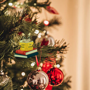 Wooden Book Ornaments: Book Lover Holiday Decor
