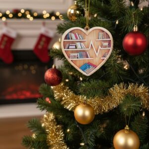 Book Lovers Christmas Ornament: Acrylic Book-Themed Keepsake