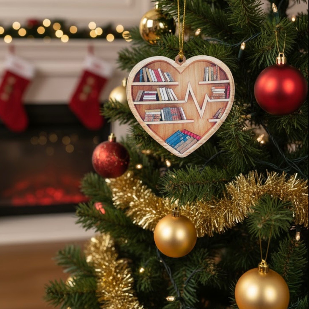 Book Lovers Christmas Ornament: Acrylic Book-Themed Keepsake