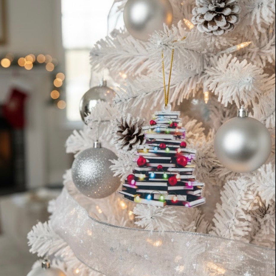 Book Lovers Christmas Ornament: Acrylic Book-Themed Keepsake - Image 3