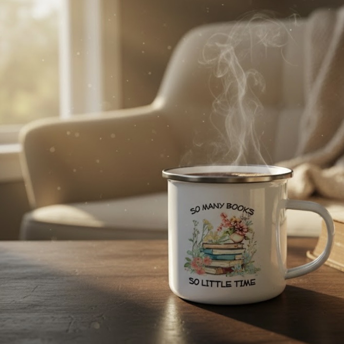 12oz Book Lover Enamel Mug Cozy Bookworm Cup for Readers, Teachers, Librarians & Writers - Image 6