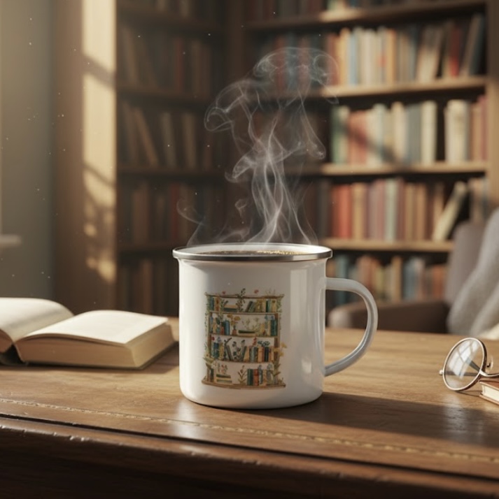 12oz Book Lover Enamel Mug Cozy Bookworm Cup for Readers, Teachers, Librarians & Writers - Image 5