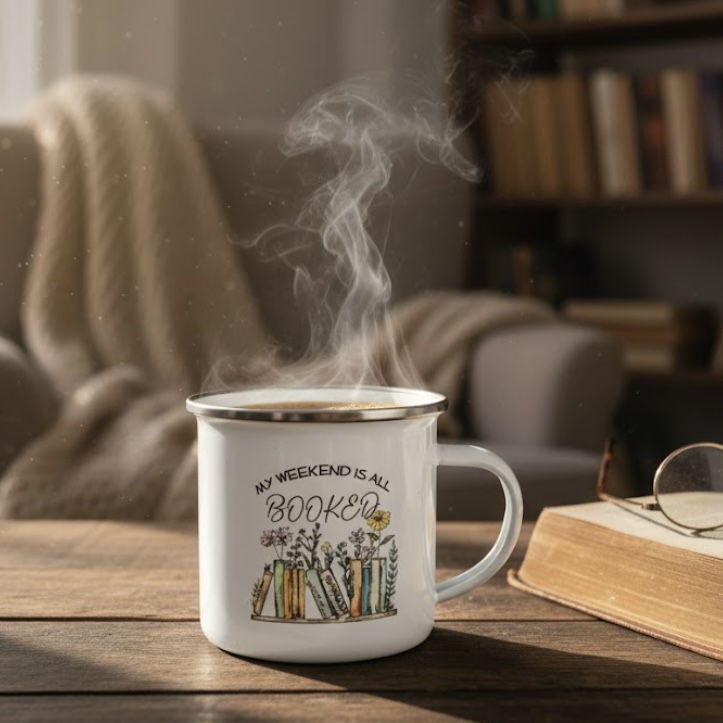 12oz Book Lover Enamel Mug Cozy Bookworm Cup for Readers, Teachers, Librarians & Writers - Image 4