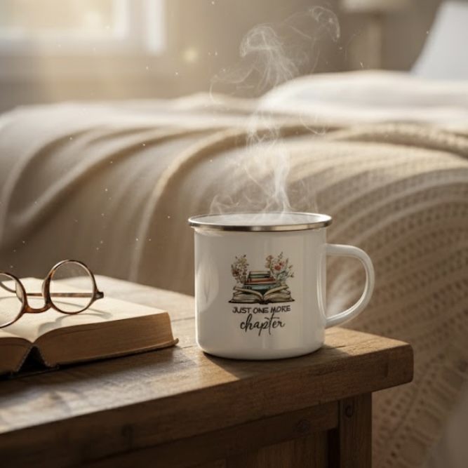 12oz Book Lover Enamel Mug Cozy Bookworm Cup for Readers, Teachers, Librarians & Writers - Image 3