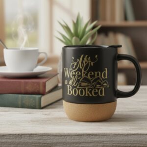13.5oz Book Lover Ceramic Mug With Lid Cozy Gift for Readers, Librarians, Teachers & Writers