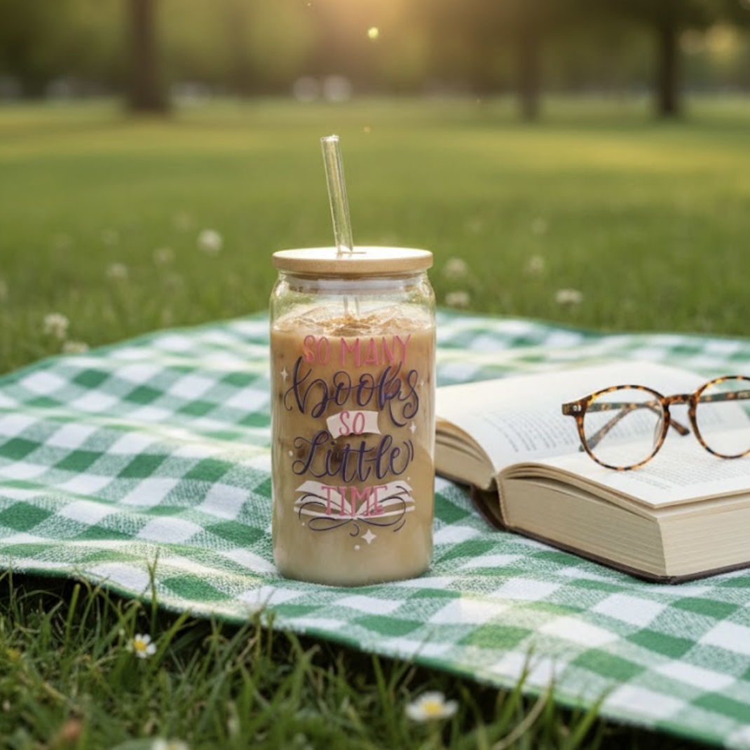 16oz Bookish Reading Glass with Lid & Straw Aesthetic Iced Coffee Cup for Teachers, Librarians & Book Lovers - Image 4