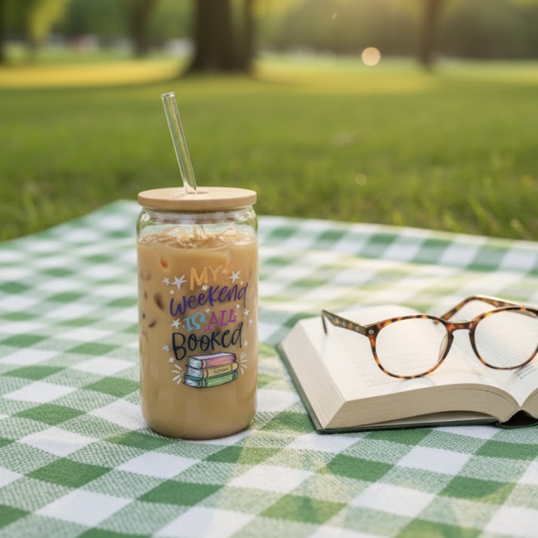 16oz Bookish Reading Glass with Lid & Straw Aesthetic Iced Coffee Cup for Teachers, Librarians & Book Lovers - Image 5